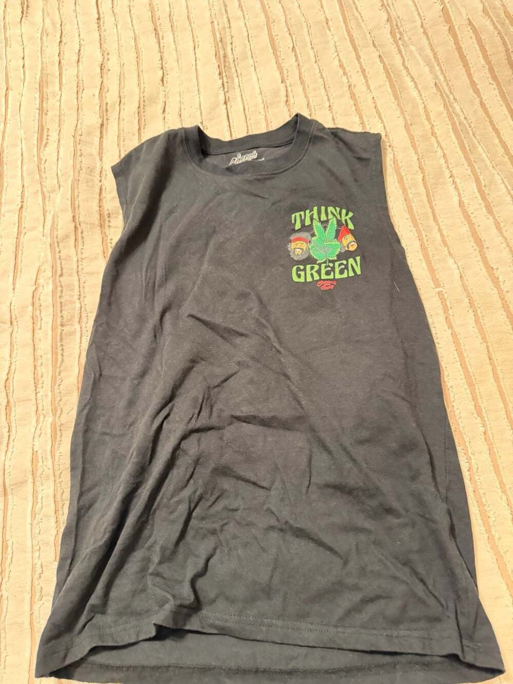 Cheech & Chong Think Green Muscle Shirt Size S Black Graphic Tank Top
